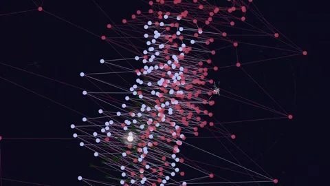 Abstract Glowing Red and White Particle Network Stream Vidéo 332126513