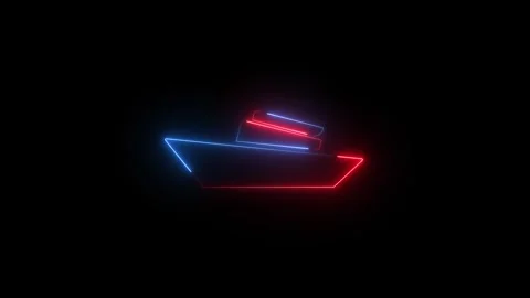 Abstract glowing red blue geometric shapes forming a boat against a dark ba.. 動画素材 339831198