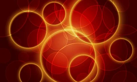 Abstract glowing red circles and neon light rings background. high tech Stock Illustration