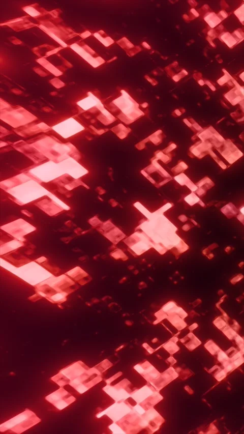 Abstract glowing red cubes forming a digital 3D pattern, symbolizing data, .. Stock Footage 319746702