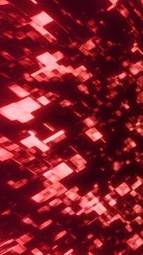 Abstract glowing red cubes forming a digital 3D pattern, symbolizing data, .. Stock Illustration