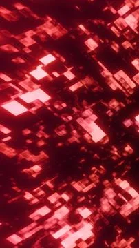 Abstract glowing red cubes forming a digital 3D pattern, symbolizing data, en イラスト素材