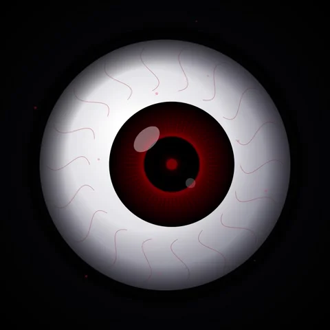 Abstract glowing red eye pupil concept on black background for sci-fi video Stock Footage 345688930