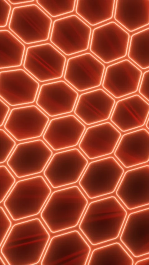 Abstract glowing red hexagonal grid pattern with illuminated lines creating.. Stock Footage 318681378