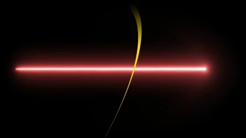 Abstract glowing red horizontal beams intersected by curving golden light lines Stock Footage 344288177