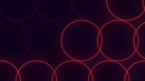Abstract glowing red neon circles on dark purple background seamless pattern Stockbeeldmateriaal 330088714