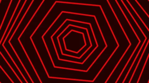 Abstract Glowing Red Neon Geometric Tunnel Background for Tech Visualization Stock Footage 341058650