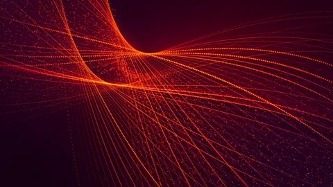 Abstract glowing red orange structure made of hi-tech lines and bright particles Stock Footage 277108477