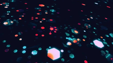 Abstract glowing red sky hexagon particles in space motion background Stock-Footage 261363615