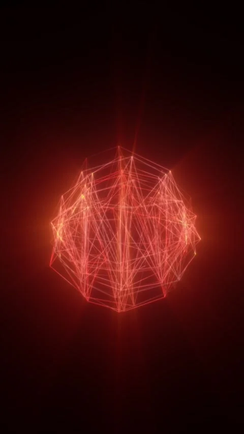 Abstract glowing red sphere composed of intersecting polygonal lines, repre.. Stock Footage 343630323