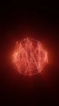 Abstract glowing red sphere composed of intersecting polygonal lines, repre.. Illustrazione stock