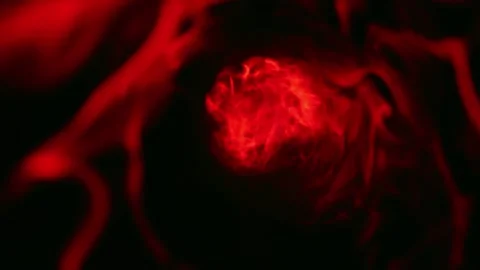 Abstract glowing red sphere in dark background with swirling energy Stock Footage 327517831