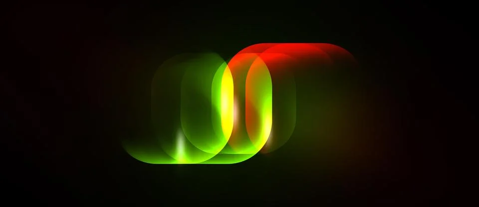 Abstract glowing ribbons form infinity symbol. Vivid colors blend, creating Stock Illustration