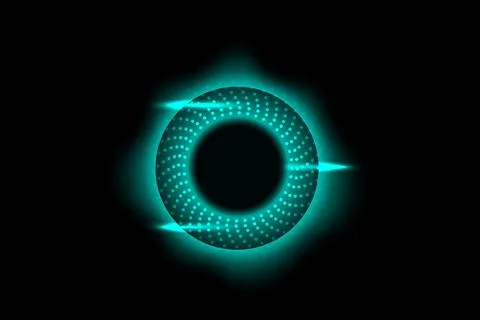 Abstract glowing ring with circular dotted pattern and light streaks Stock Illustration