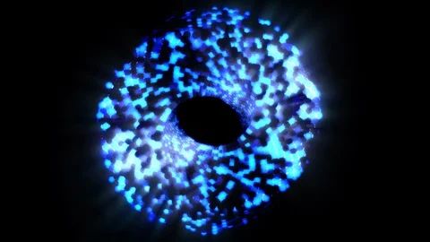 Abstract Glowing Ring Loop Spheres Twisting in Mobius Prism Shape Stock Footage 126019438