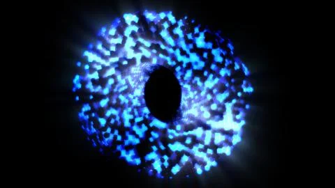 Abstract Glowing Ring Loop Spheres Twisting in Mobius Prism Shape Illustrazione stock