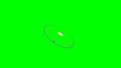 Abstract glowing ring structure rotating against a vibrant green background Stock Footage 340266444