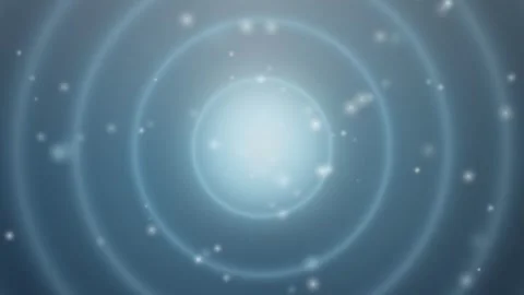 Abstract glowing rings with floating particles in dark blue space. Loop 動画素材 339031718