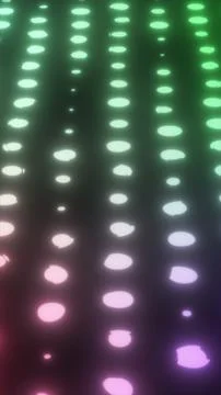 Abstract glowing rows of circular lights in rainbow colors creating a futur.. Stock Illustration
