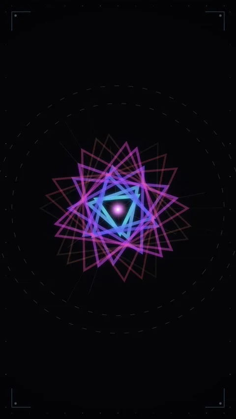 Abstract glowing sacred geometry neon pattern for mystic tech visualization.. Stock Footage 344936175