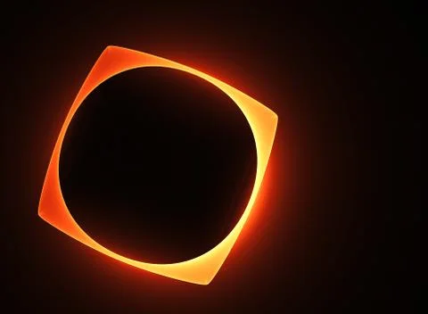 Abstract glowing shape with a circular hole on black Stock Illustration