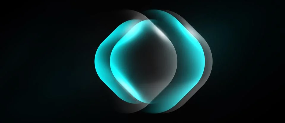 Abstract glowing shape. Layers create depth, light effect on dark background. Stock Illustration