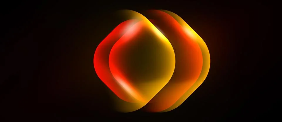 Abstract glowing shape. Orange, red hues blend. Dark background emphasizes Stock Illustration