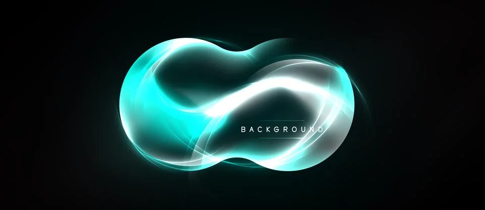 Abstract glowing shape resembling infinity symbol. Teal, white light radiates 스톡 일러스트
