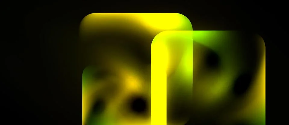 Abstract glowing shapes overlap, creating blurred yellow, green forms against 库存插图