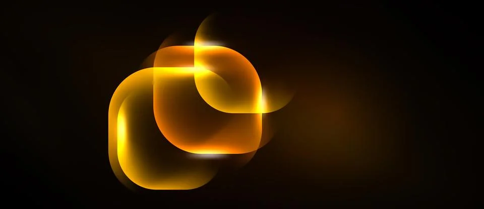 Abstract glowing shapes overlap, creating warm light effect against dark Stock Illustration