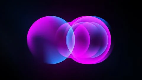 Abstract glowing shapes overlap, creating infinity symbol. Vivid purple, blue Stock Illustration