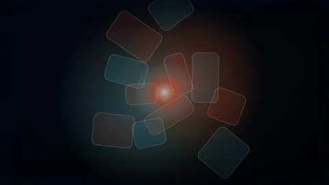 Abstract Glowing Shapes Rotating on Black Background Stock Footage 340596425