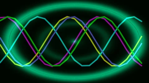 Abstract glowing sine wave pattern animation on black background Stock Footage 339794419