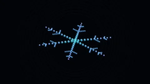 Abstract glowing snowflake crystal pattern on black background for winter s.. Stock Footage 346002392