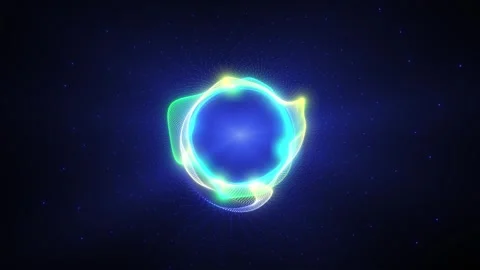 Abstract glowing sound wave circle with neon light effects on dark background Stock Footage 316817371