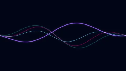Abstract glowing sound waves animation in 4K Stockbeeldmateriaal 344740356