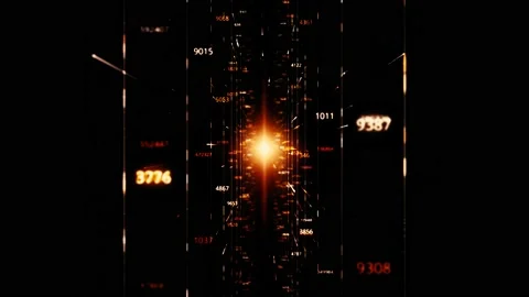 Abstract glowing sphere on black screen surrounded by digital straight lines and Stock Footage 151005498