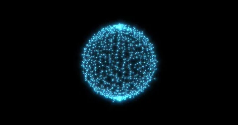 Abstract glowing sphere of blue lines. Glowing sphere rotates on black Stock Footage 283817389