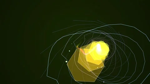 Abstract Glowing Sphere Chain Moving With Hexagonal Trails Stock Footage 340541482