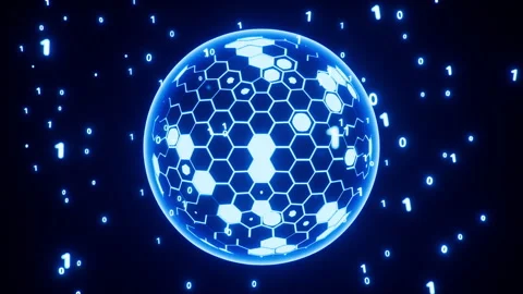 Abstract glowing sphere, cloud computing and binary system concept, 3d rend.. Stock Footage 277099491