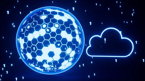 Abstract glowing sphere, cloud computing and binary system concept, 3d rend.. Stock Footage 277100311