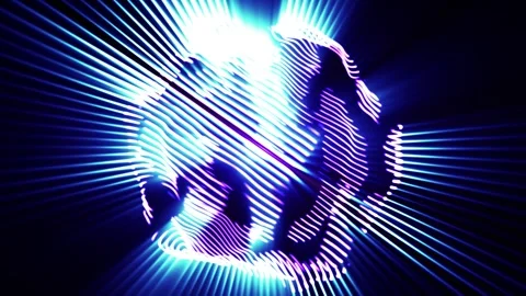 Abstract glowing sphere formed by dynamic neon lines. Pulsating light pattern Stock Footage 312630827