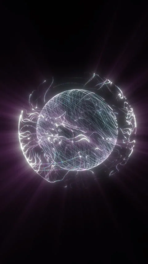 Abstract glowing sphere formed by luminous wireframe lines and flowing ener.. Stock Footage 339557476