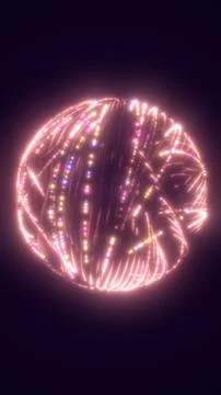 Abstract glowing sphere formed by luminous pink and multicolor data lines, .. Stock Illustration