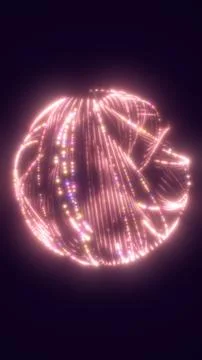 Abstract glowing sphere formed by luminous pink and multicolor data lines, .. Stock Illustration