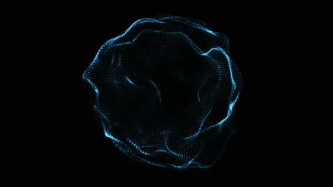 Abstract glowing sphere. Glow particles. Wavy round shape. Stock Footage 124340809