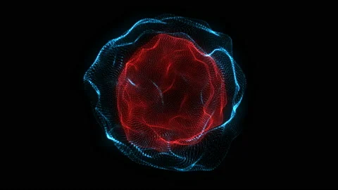 Abstract glowing sphere. Glow particles. Wavy round shape. Stock Footage 124347453
