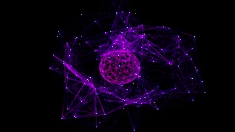 Abstract glowing sphere with interconnected nodes during digital network fo.. Stock-Footage 345670381