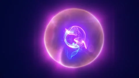 Abstract glowing sphere with layered plasma forms Stock Illustration