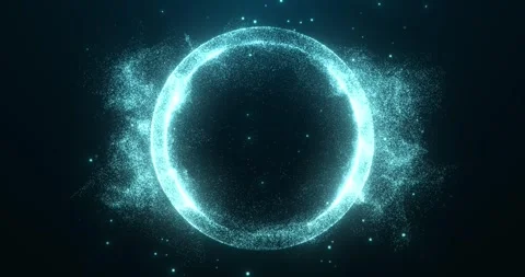 Abstract glowing sphere made of particles, dots and waves of blue color, digi Stock Footage 307502424